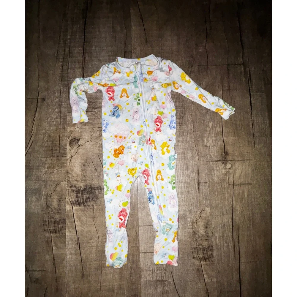 Posh Peanut Care Bears Bamboo Footed Sleeper Pajamas Blue 3-6M